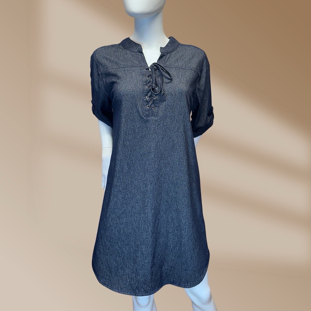 Bobbie Brooks Womens Denim Look Dress Long Tunic Sz X-Large Great With Boots!